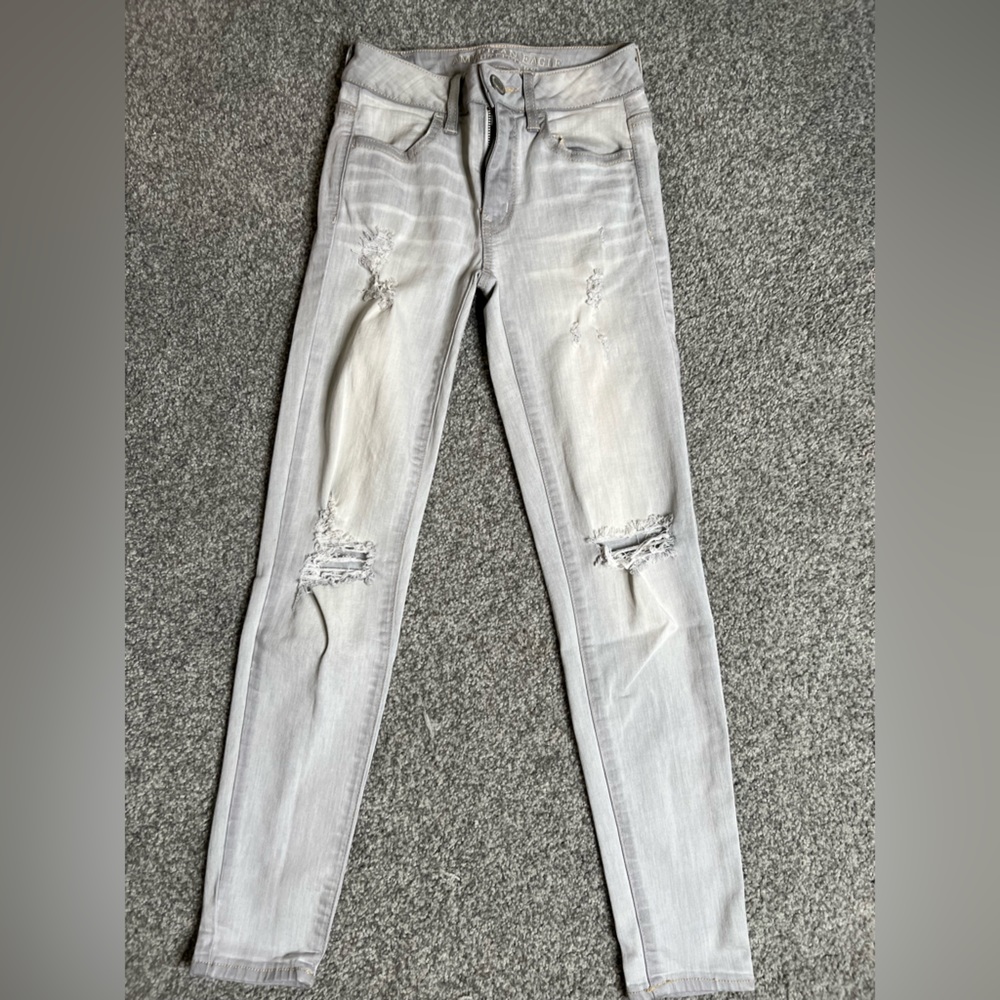 American Eagle Gray Wash Mid Rise Jegging Ankle